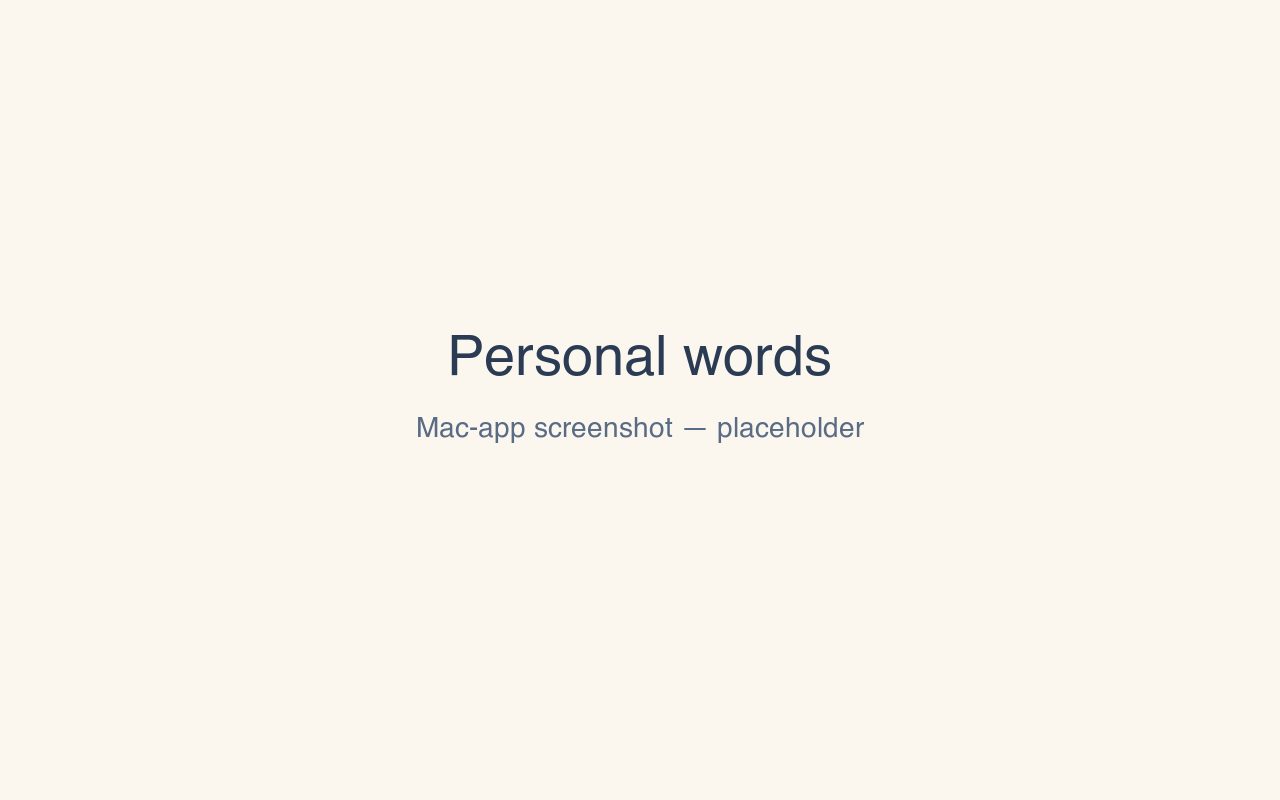 HearFlow's personal-words feature in the Mac app